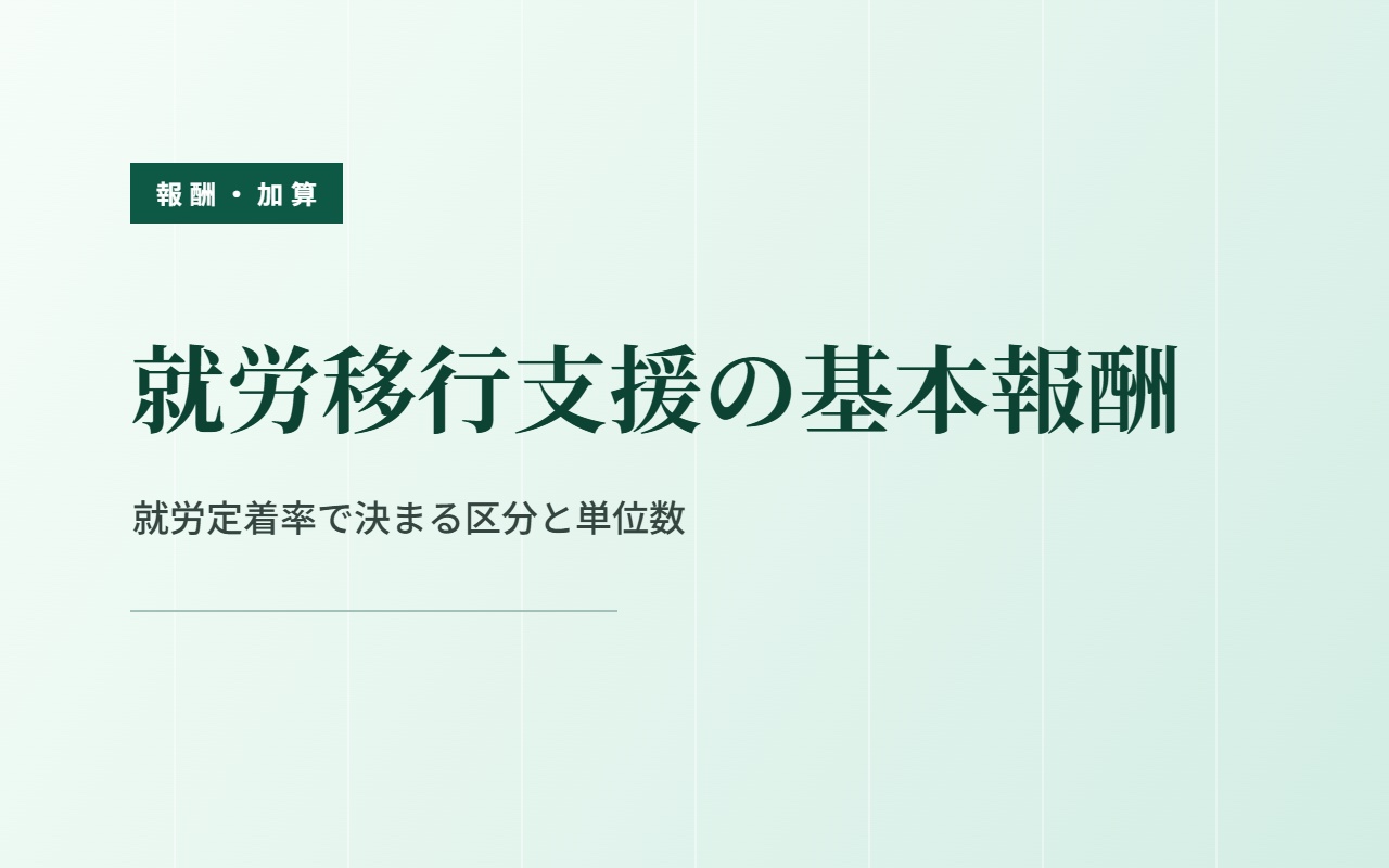 就労移行支援の基本報酬｜就労定着率で決まる区分と単位数